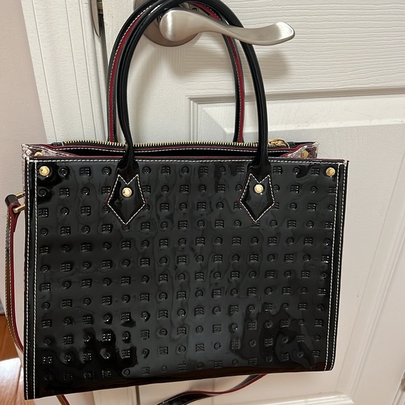 Acadia Italy Stamped Patent Leather bag with red and snake skin accents - Picture 2 of 6